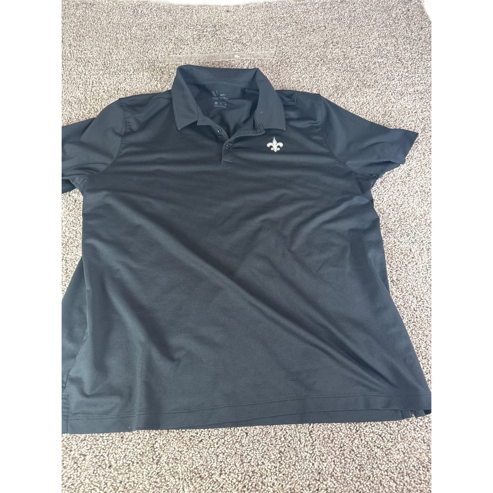 Nike New Orleans Saints NFL Dri-FIT Polo Shirt Mens XXL Black Short Sleeve Logo